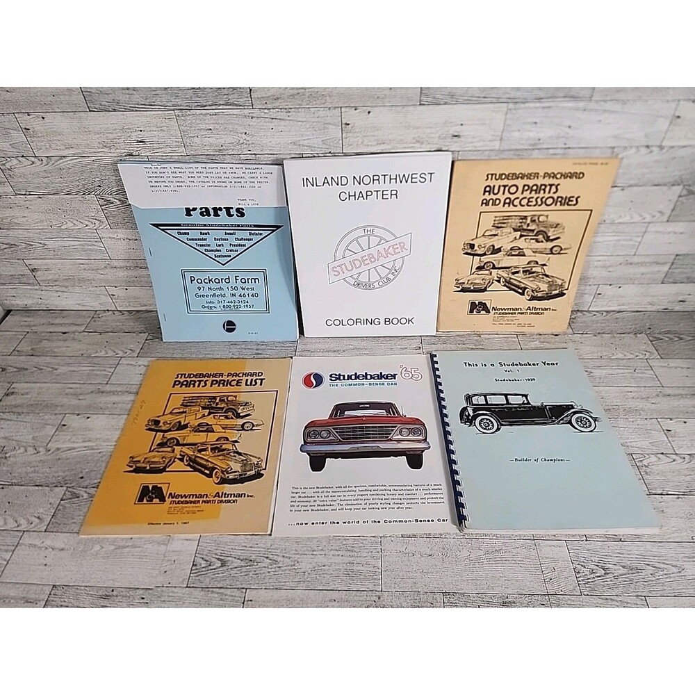 6 Vintage Car Studebaker Parts Auto Books